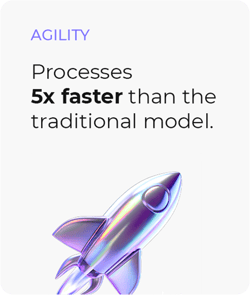 Processes 5x faster than the tradicional model