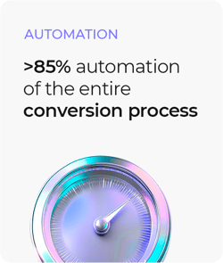 85% automation of the entire conversion process